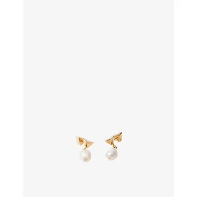 Prada Gold/silver Pearl Gold-plated Metal Earrings In Multi