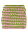 Prada Multicolor Crochet Mini Skirt In Green