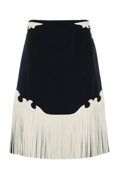 Prada Gonna In Lana Blu Notte Donna In Black