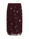 Prada Midi-skirt With Fringe And Grommet Embellishment