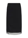 Prada Black Georgette Midi Skirt