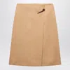 Prada Womens Brown Safety-pin Split-hem Wool Midi Skirt In Brown