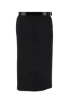 Prada Wool Belted Midi Skirt