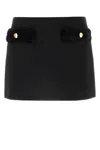 Prada Shearling-trimmed Wool Mini Skirt