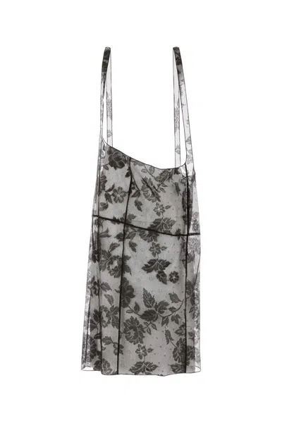 Prada Black Lace Skirt In Gray