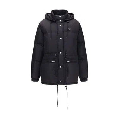 Prada Goose Down Parka Down Jacket In Black