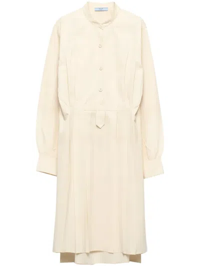 Prada Gradient-effect Silk Midi Dress In Beige
