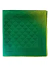 Prada Gradient Geometric Pattern Scarf With Polished Edges In Green