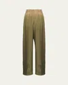 Prada Gradient Pintuck Twill Silk Pants In Militare