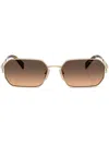 Prada 58mm Gradient Rectangular Sunglasses In Pale Gold