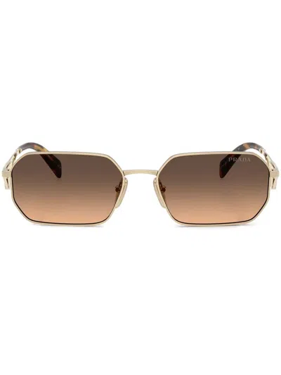 Prada 58mm Gradient Rectangular Sunglasses In Pale Gold