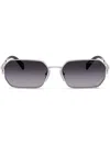 Prada 58mm Gradient Rectangular Sunglasses In Silver