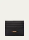 Prada Grain Leather Card Holder In Black