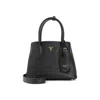 Prada Grained Calf Leather Shoulder Bag With Structured Silhouette In Black