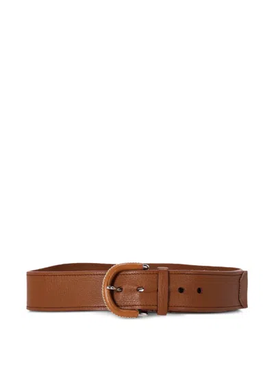 Pre-owned Prada Grained-leather Belt In Brown