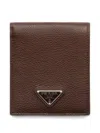 Prada Grained Leather Bi-fold Wallet Accessories In Brown