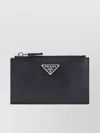 PRADA GRAINED LEATHER CARD HOLDER WITH TEXTURED FINISH