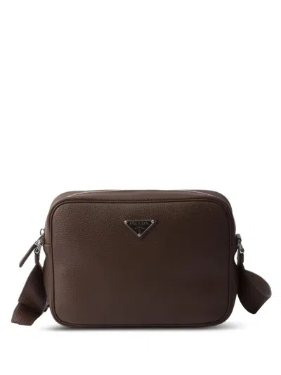 Prada Grained Leather Shoulder Bags In Brown