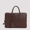 Prada Grained Leather Tote Bag In Brown