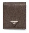 Prada Grained Leather Triangle Wallet In Brown