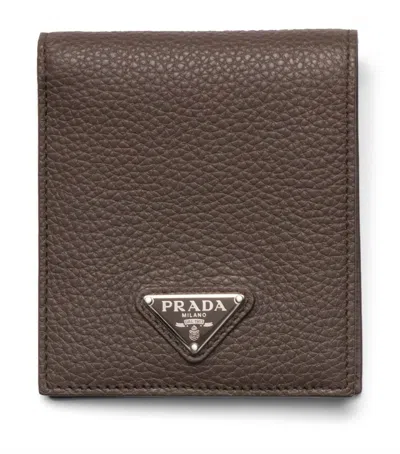 PRADA GRAINED LEATHER TRIANGLE WALLET