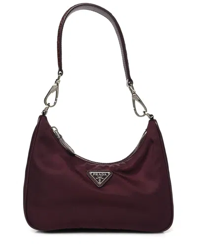 Prada Granato Nylon Alligator Bag (authentic Pre-loved) In Burgundy