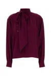 Prada Crepe Grape Blouse Bow Detail
