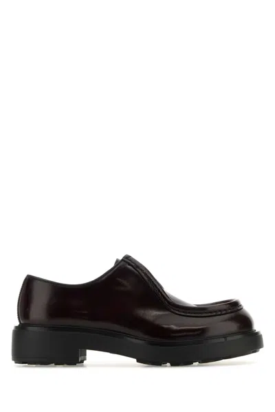 Prada Grape Leather Diapason Lace-up Shoes In Cordovan