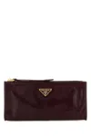 Prada Rectangular Leather Pouch For Cards And Essentials In Burgundy