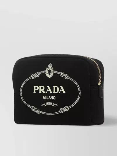 Prada Graphic Chain Print Bag Container In Black
