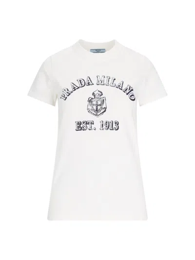Prada Graphic Cotton T-shirt In White