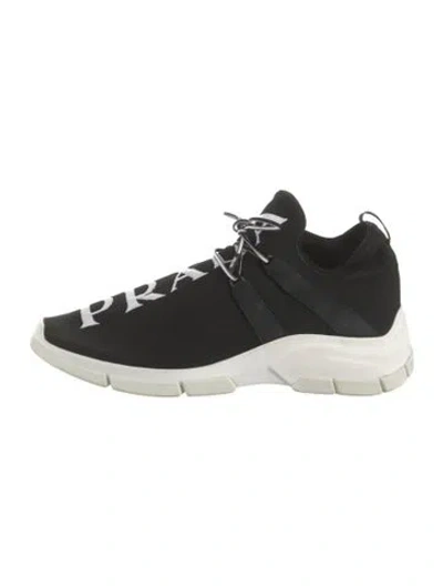 Pre-owned Prada Graphic Print Athletic Sneakers In Black/white