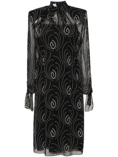 Prada Crystal-embellished Georgette Midi Dress In Black