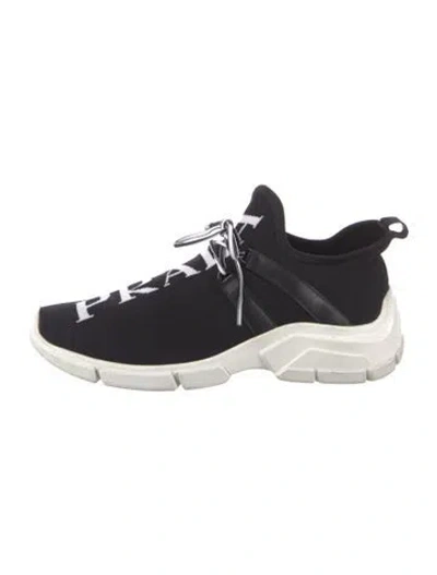 Pre-owned Prada Graphic Print Chunky Sneakers In Black