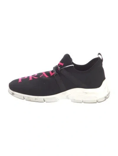 Pre-owned Prada Graphic Print Chunky Sneakers In Black/pink
