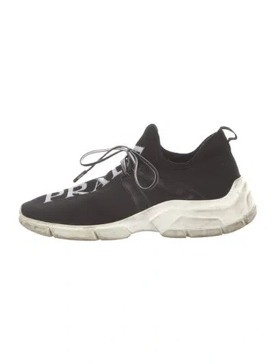 Pre-owned Prada Graphic Print Chunky Sneakers In Black/white
