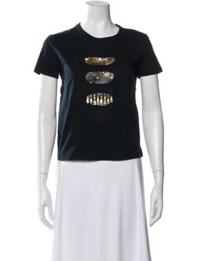 Pre-owned Prada Graphic Print Crew Neck T-shirt In Blue