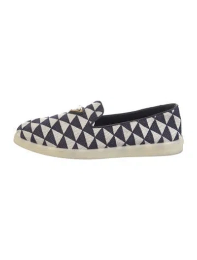 Pre-owned Prada Graphic Print Loafer Sneakers In Blue