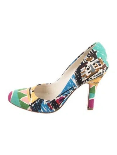 Pre-owned Prada Graphic Print Pumps In Blue