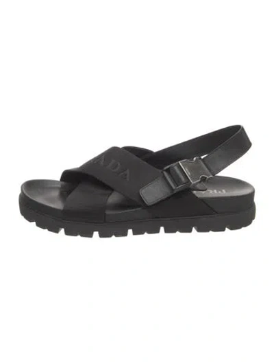 Pre-owned Prada Graphic Print Sandals In Black