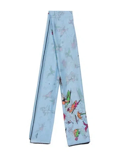 Pre-owned Prada Graphic Print Scarf In Blue/white
