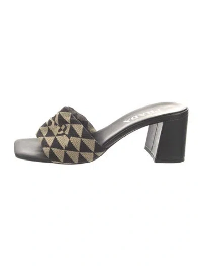 Pre-owned Prada Graphic Print Slides In Black