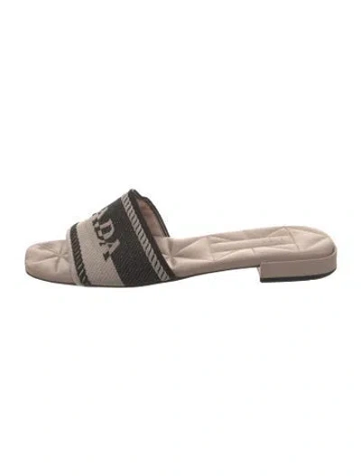 Pre-owned Prada Graphic Print Slides In Black/neutrals