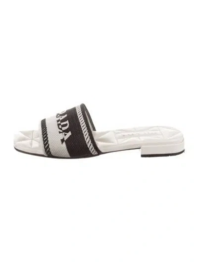 Pre-owned Prada Graphic Print Slides In White
