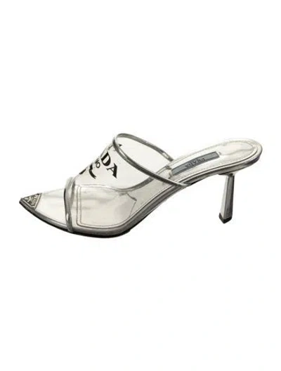 Pre-owned Prada Graphic Print Slides In White