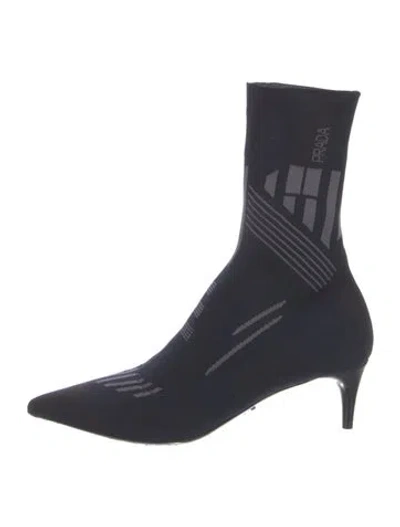 Pre-owned Prada Graphic Print Sock Boots In Blue