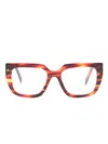 Prada Graphic-print Square-shape Glasses In Brown