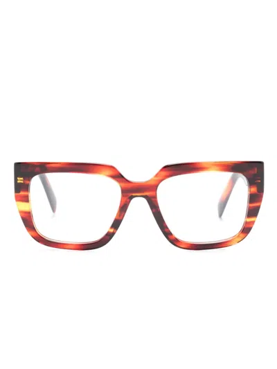Prada Graphic-print Square-shape Glasses In Brown