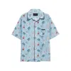 Prada Printed Viscose Silk-blend Shirt With Front Pocket In Multi