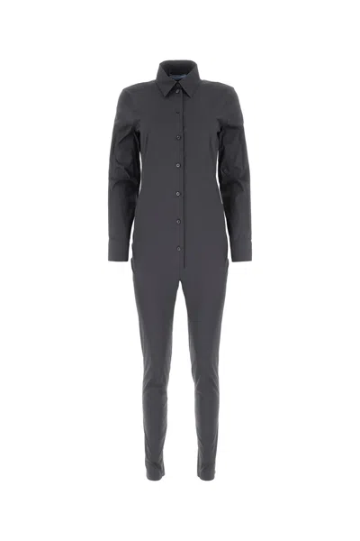 PRADA GRAPHITE STRETCH POPLIN JUMPSUIT